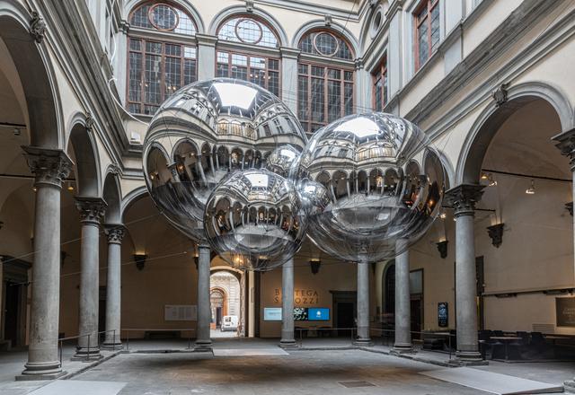 Tomas Saraceno installation view of his exhibition...