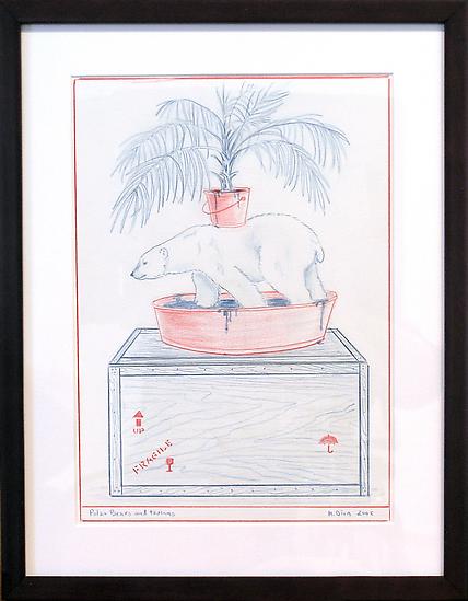 Mark DION Polar bears and toucans 2006 colored pen...
