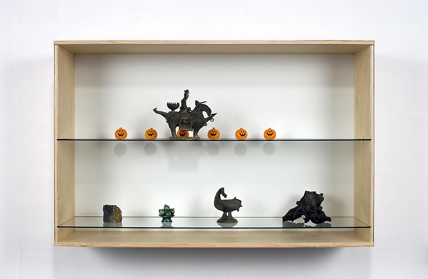 Haim Steinbach Untitled (rock, fruit bowl, duck, r...