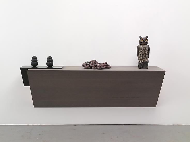 Haim Steinbach Untitled (dog chews, chain, scarecr...