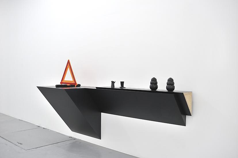 Haim Steinbach Untitled (emergency sign, shot glas...