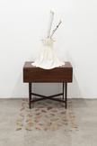 Peggy PREHEIM Beth 2014 antique table, glass hurri...