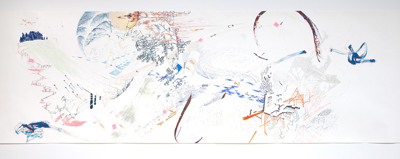 Sarah SZE Tailspin 2009 graphite, gouache, and ink...